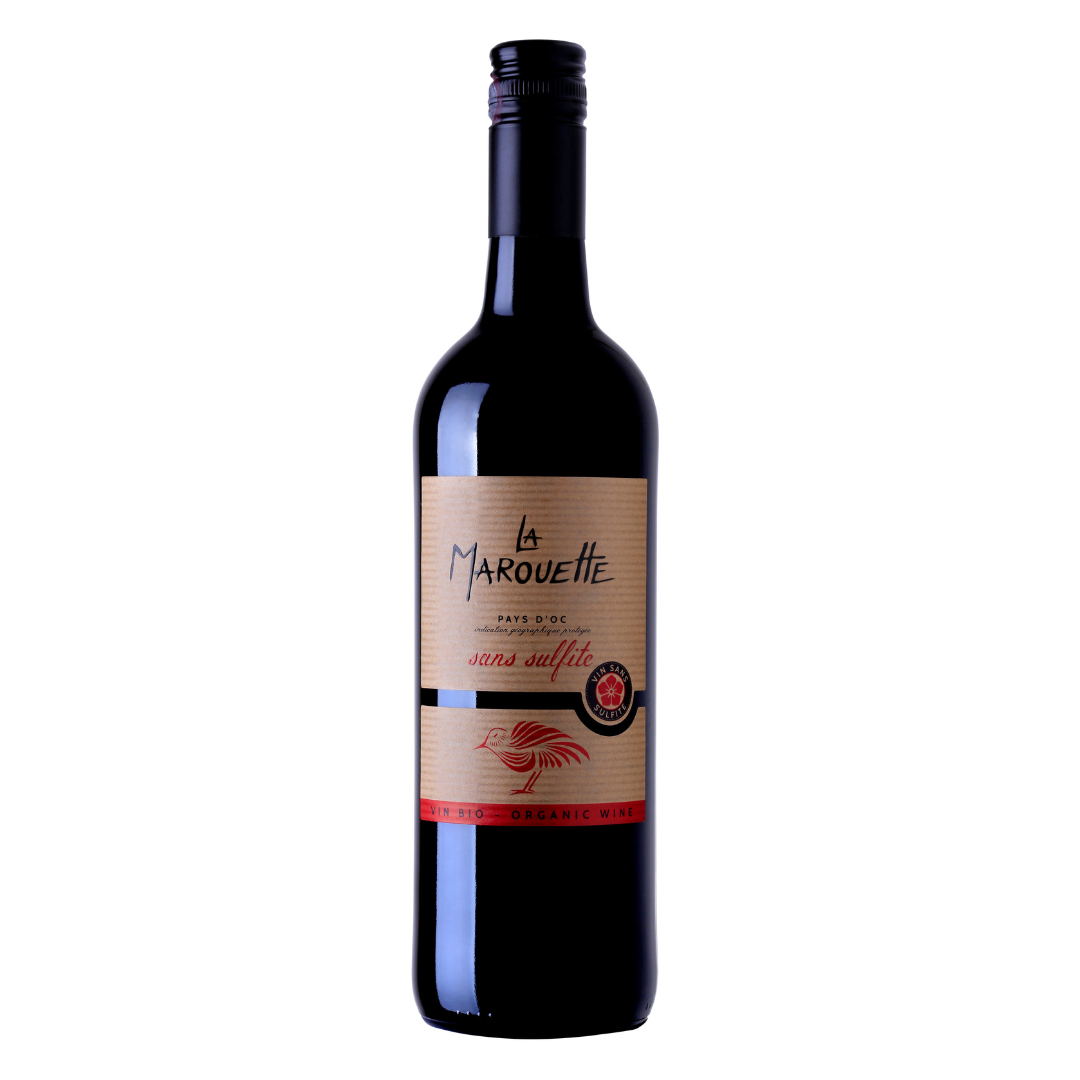 Vin rouge - IGP Pays d'Oc "la marouette" - 100% Merlot sans sulfites 13° bio