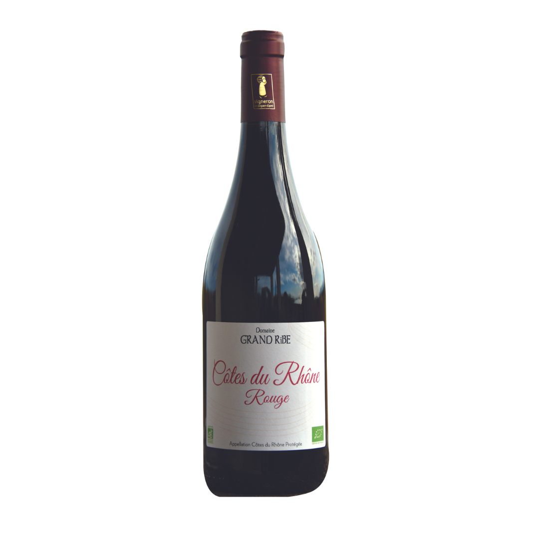 Vin rouge - AOP Côtes du Rhône "grand ribe" 13,5° bio
