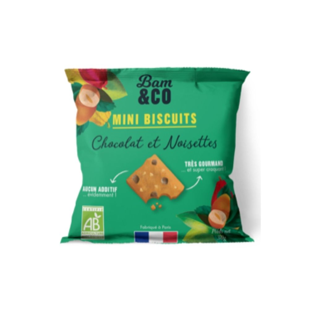 Mini biscuits chocolat noisettes bio