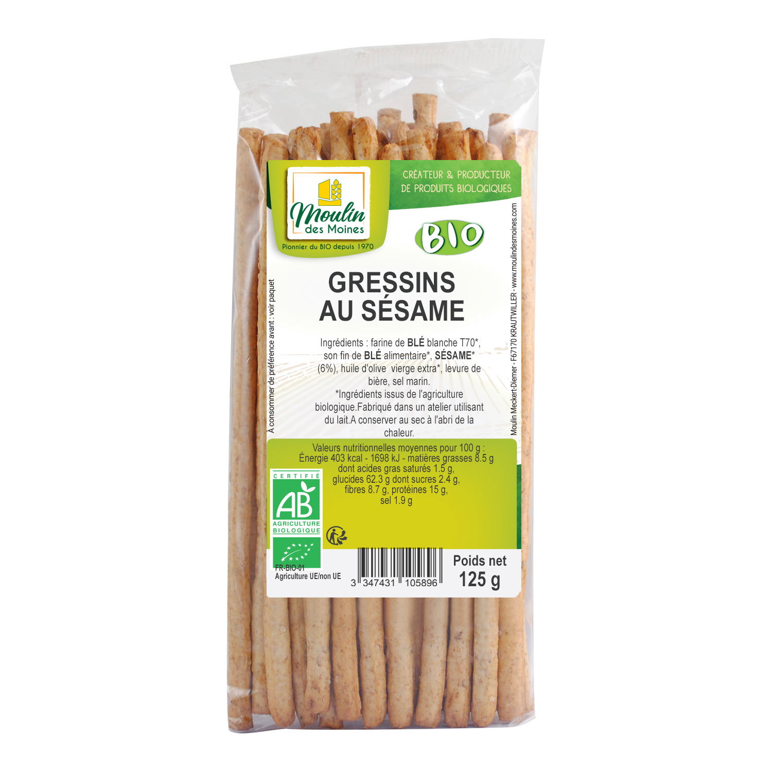 Gressins au sésame bio
