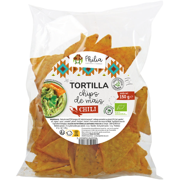 Chips tortilla chili bio