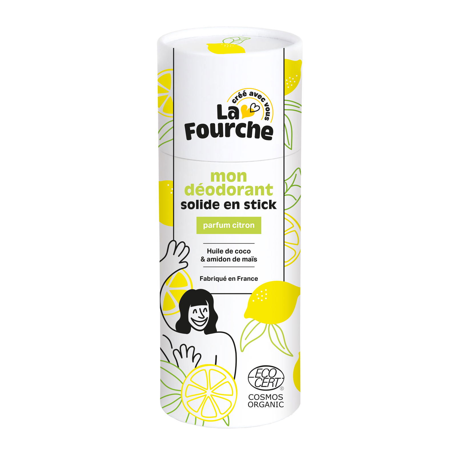 Déodorant solide en stick citron certifié Cosmos Organic