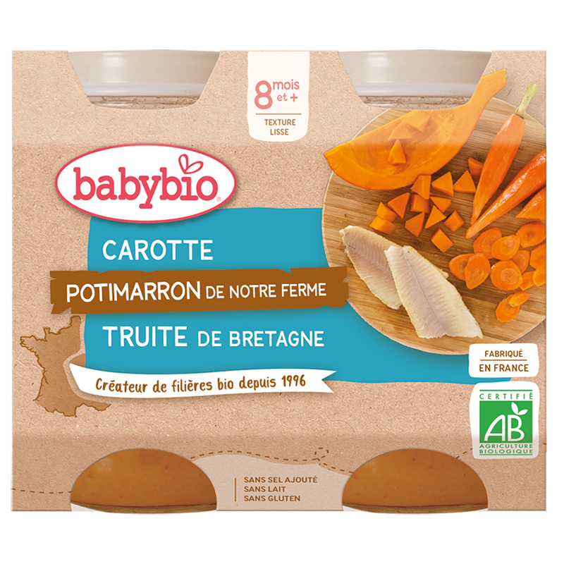 Petits pots midi carotte potimarron truite bio (dès 8 mois) - 2x200g