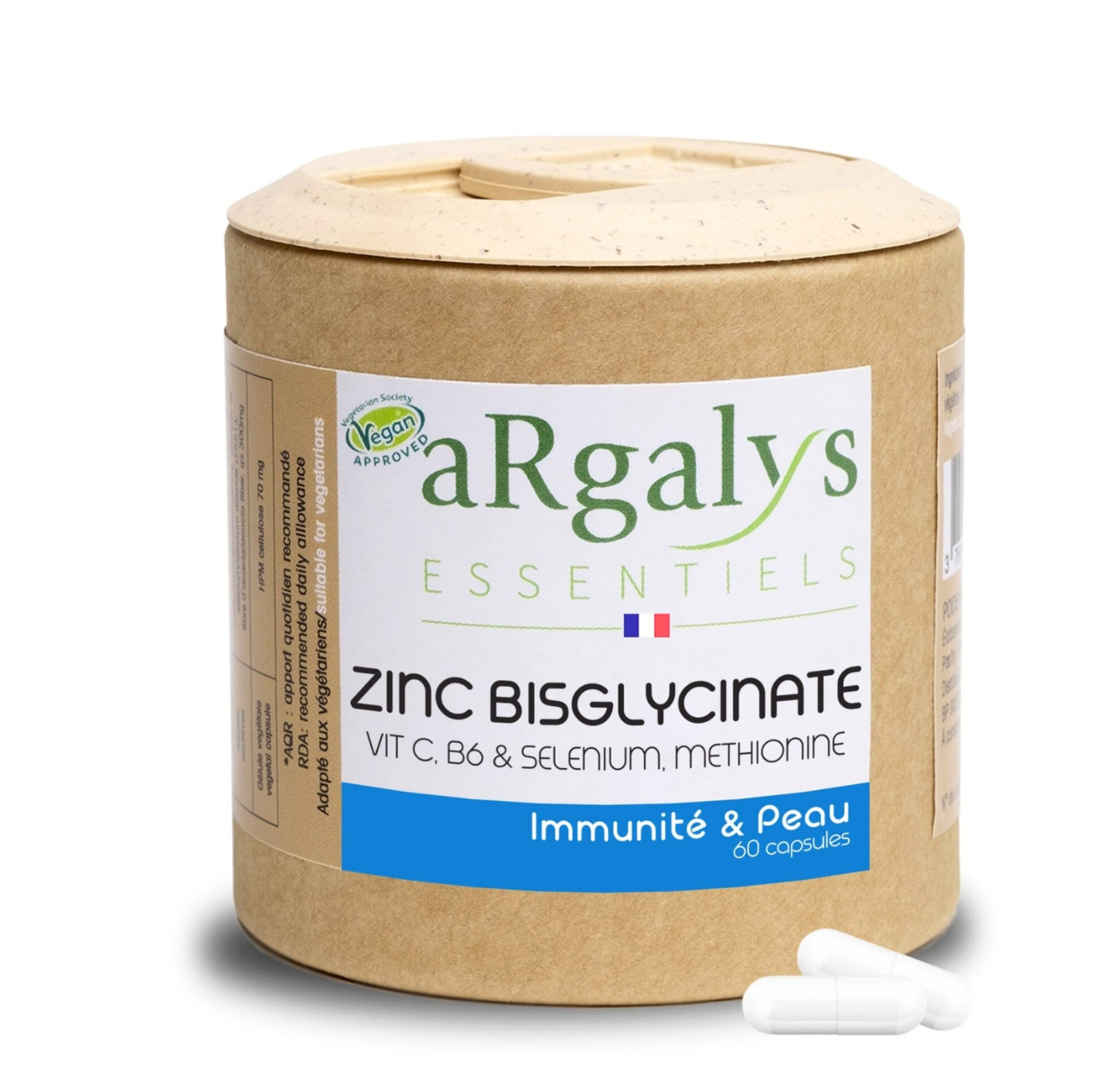Zinc bisglycinate + B6 et sélénium x 60