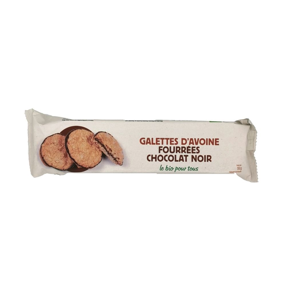 Biscuits avoine fourrés au chocolat noir bio