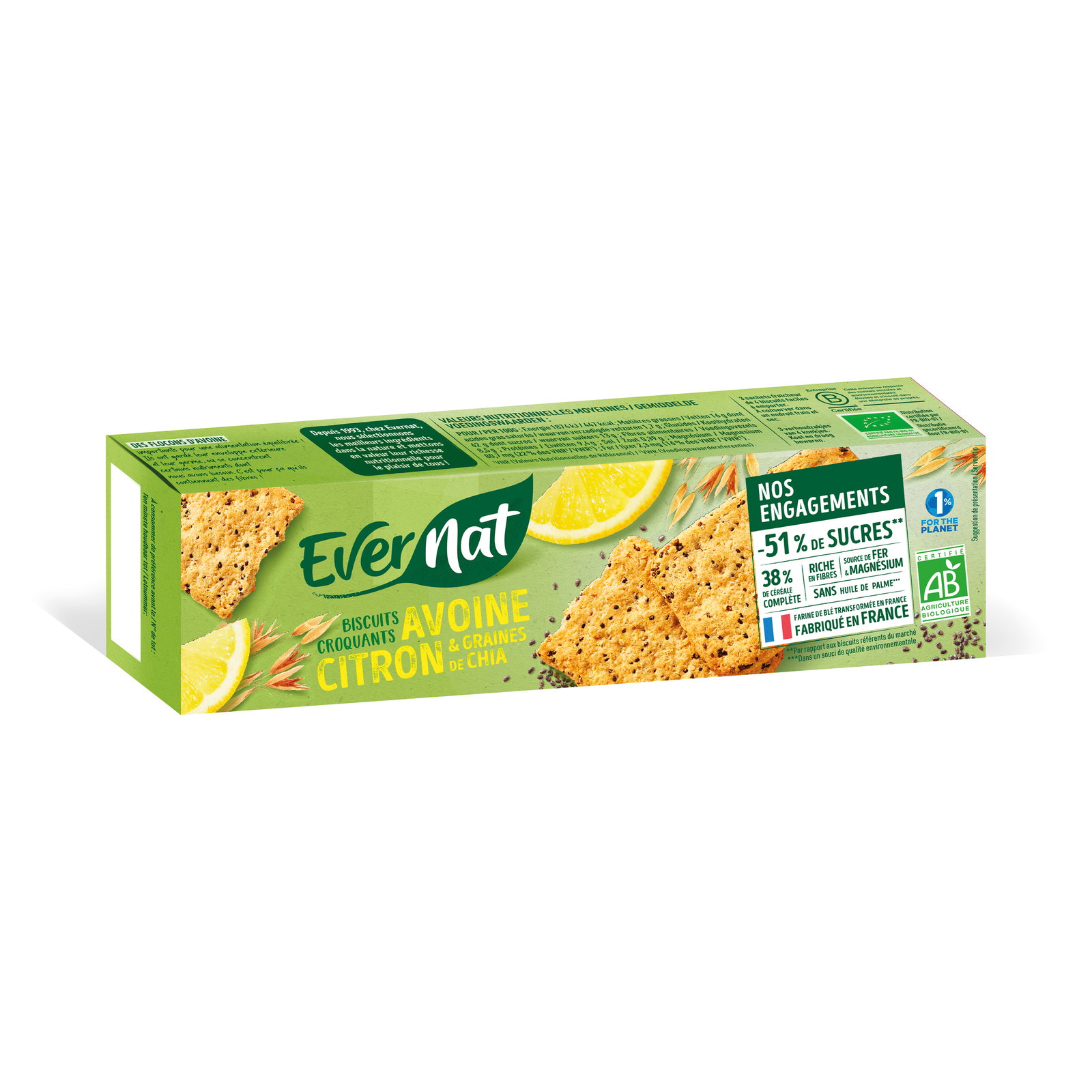 Biscuits croquants avoine citron chia bio