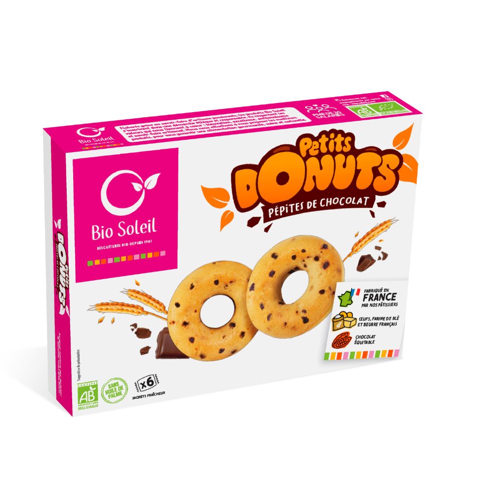 Petits donuts aux pépites de chocolat bio