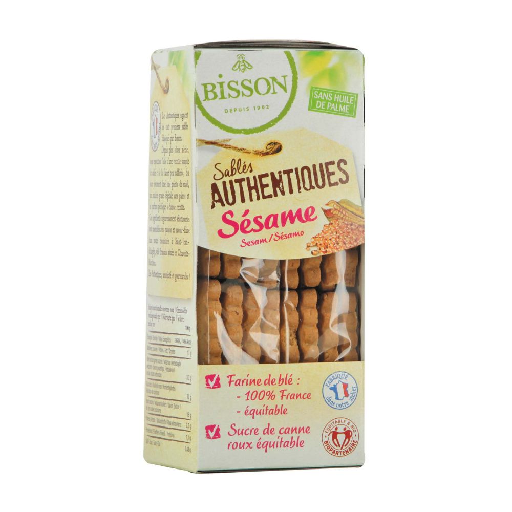 Biscuits sablés authentiques sésame bio et équitable