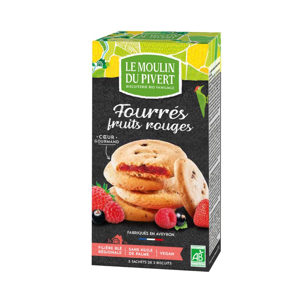 Cookies fourrés fruits rouges bio