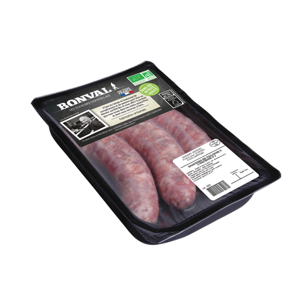 Saucisses de Toulouse sans nitrites à l'ancienne bio x 3