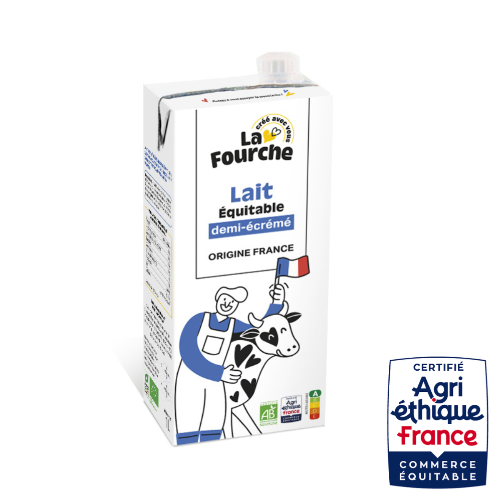 Lait demi-écrémé bio et équitable
