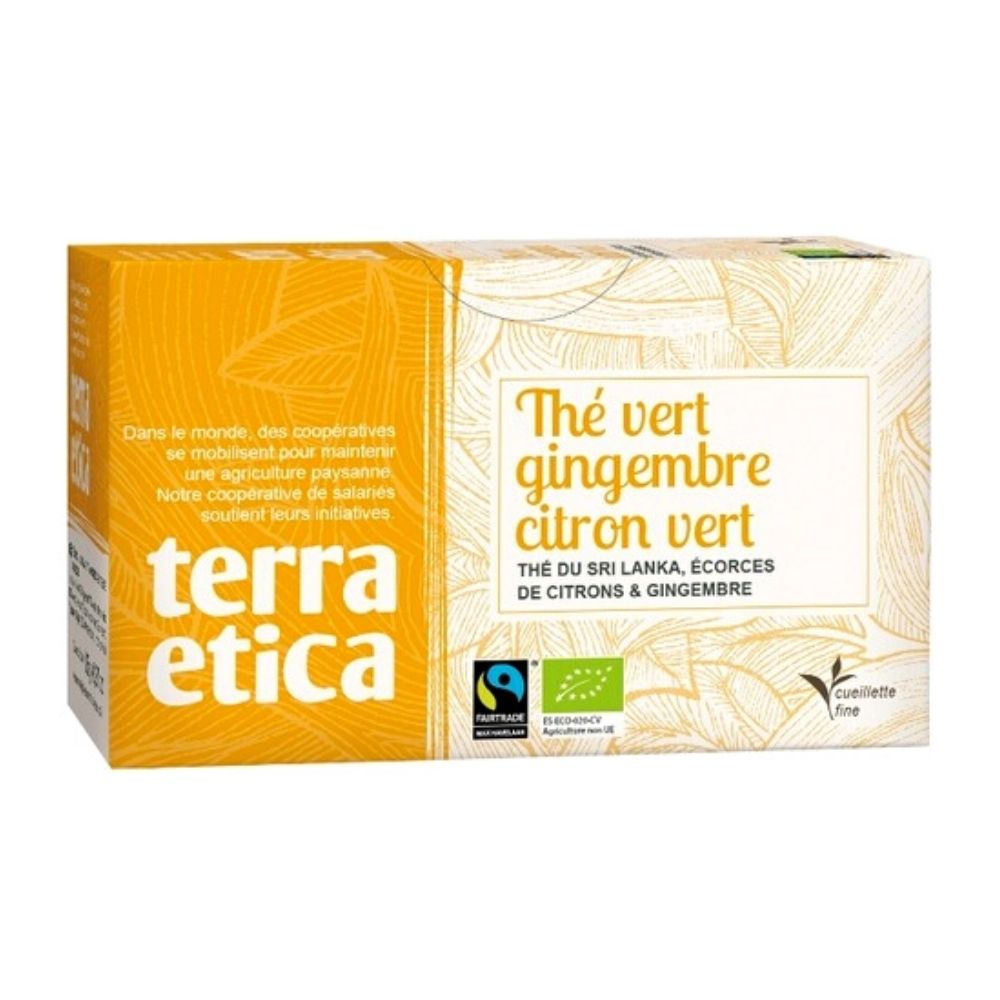 Thé vert gingembre citron vert bio et équitable x 20