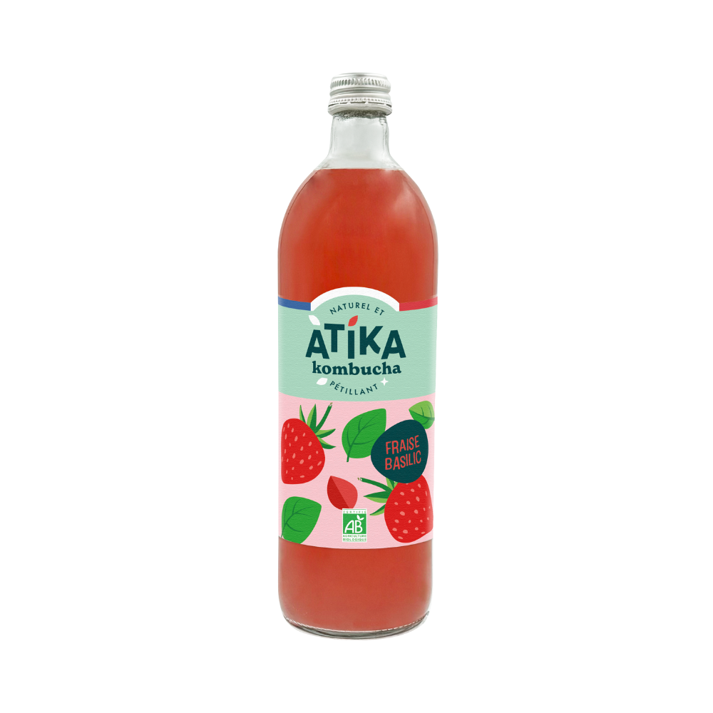 Kombucha fraise basilic bio