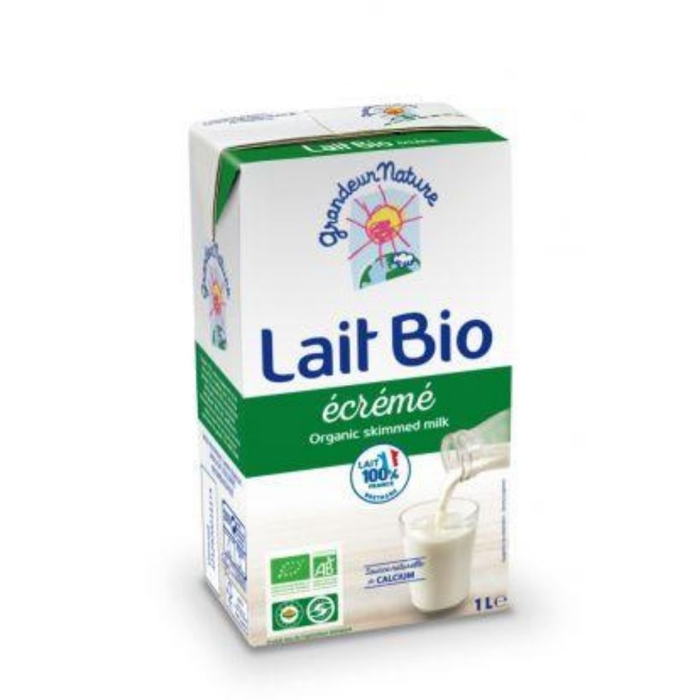 Lait de vache UHT écrémé origine Bretagne bio