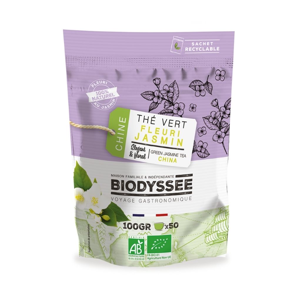 Thé vert fleuri au jasmin bio