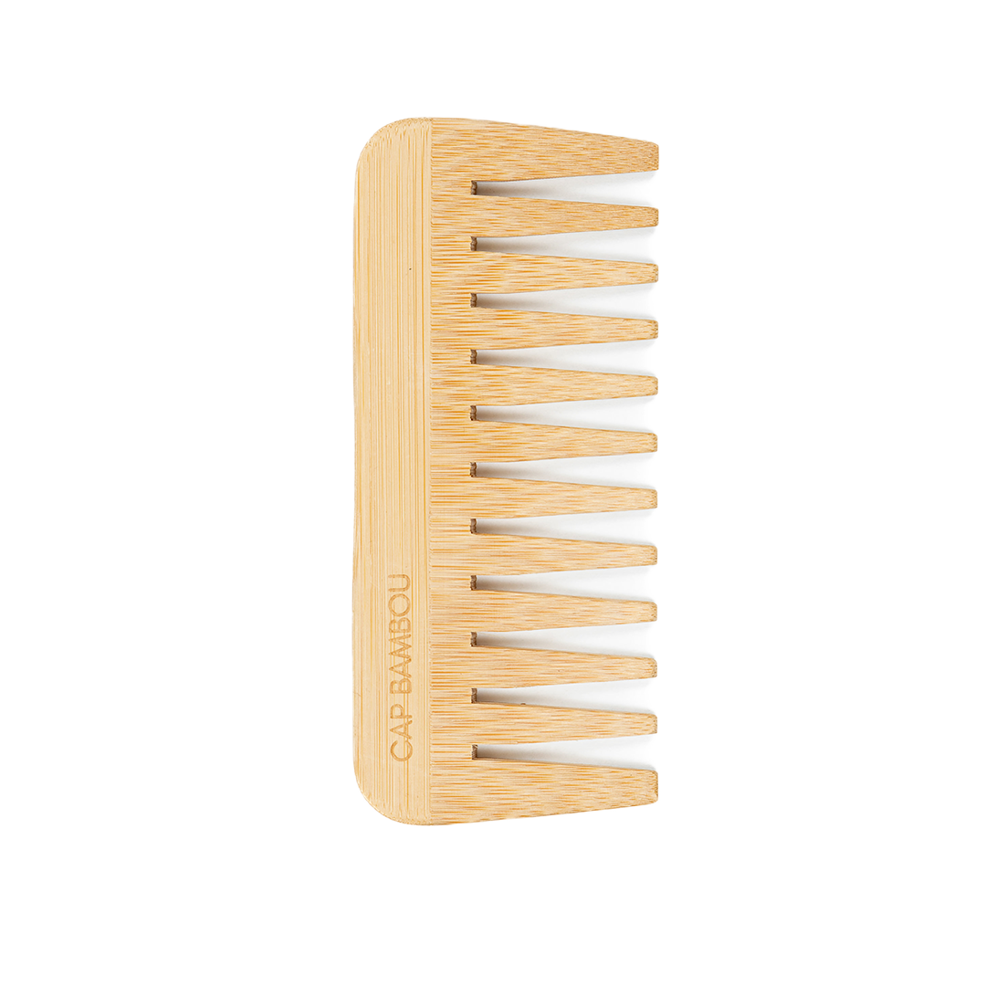 Peigne en bambou sans manche et dents larges