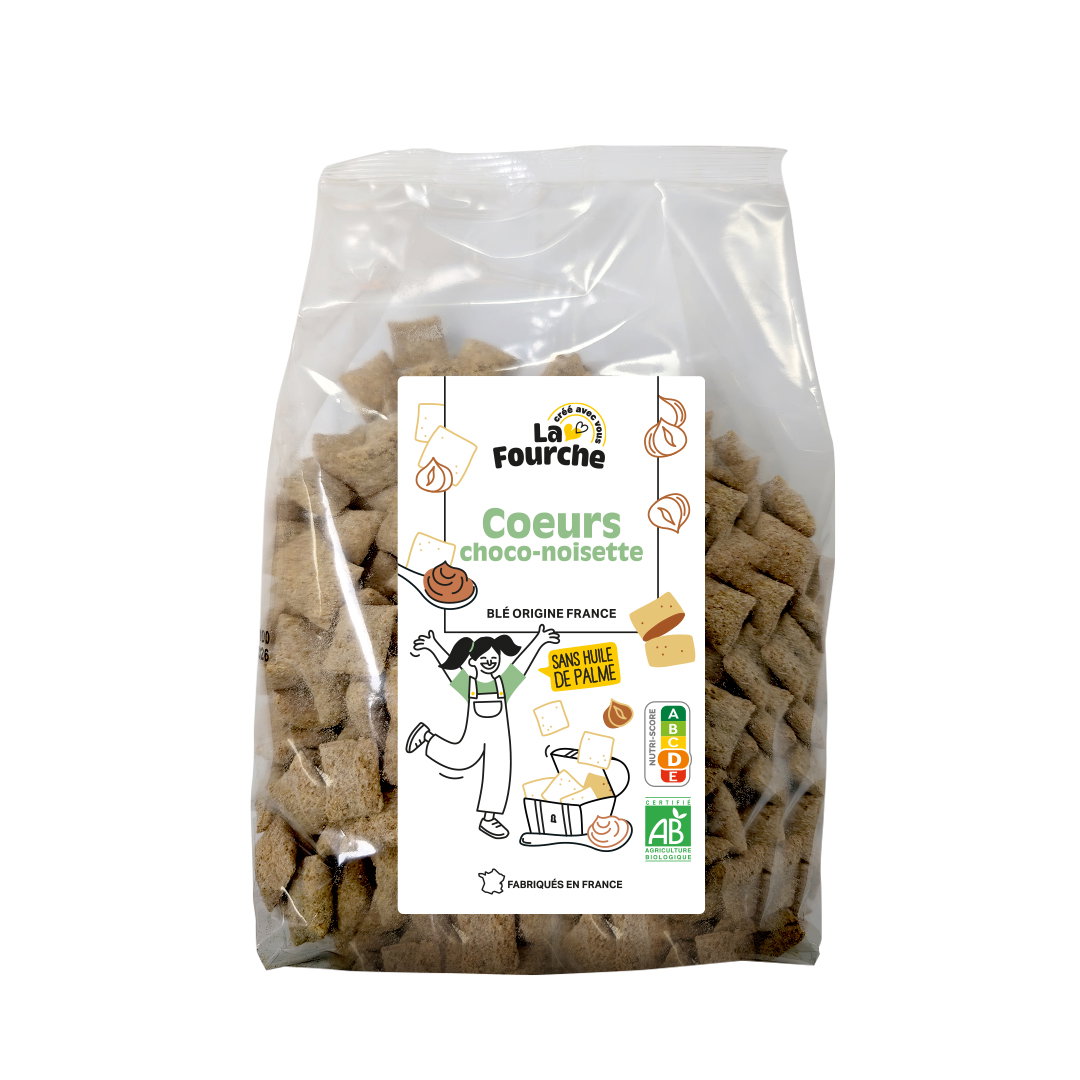 Coeurs fourrés choco noisette bio