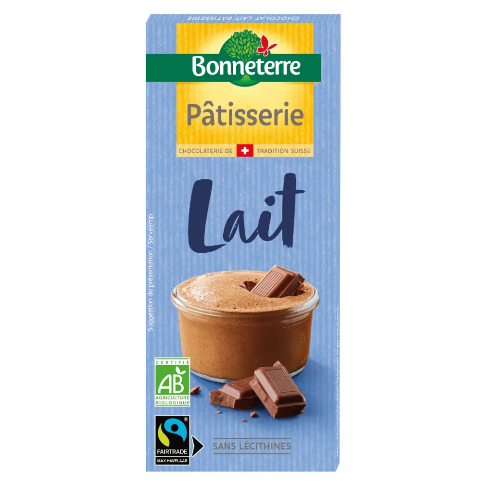 Chocolat au lait pâtissier bio et équitable