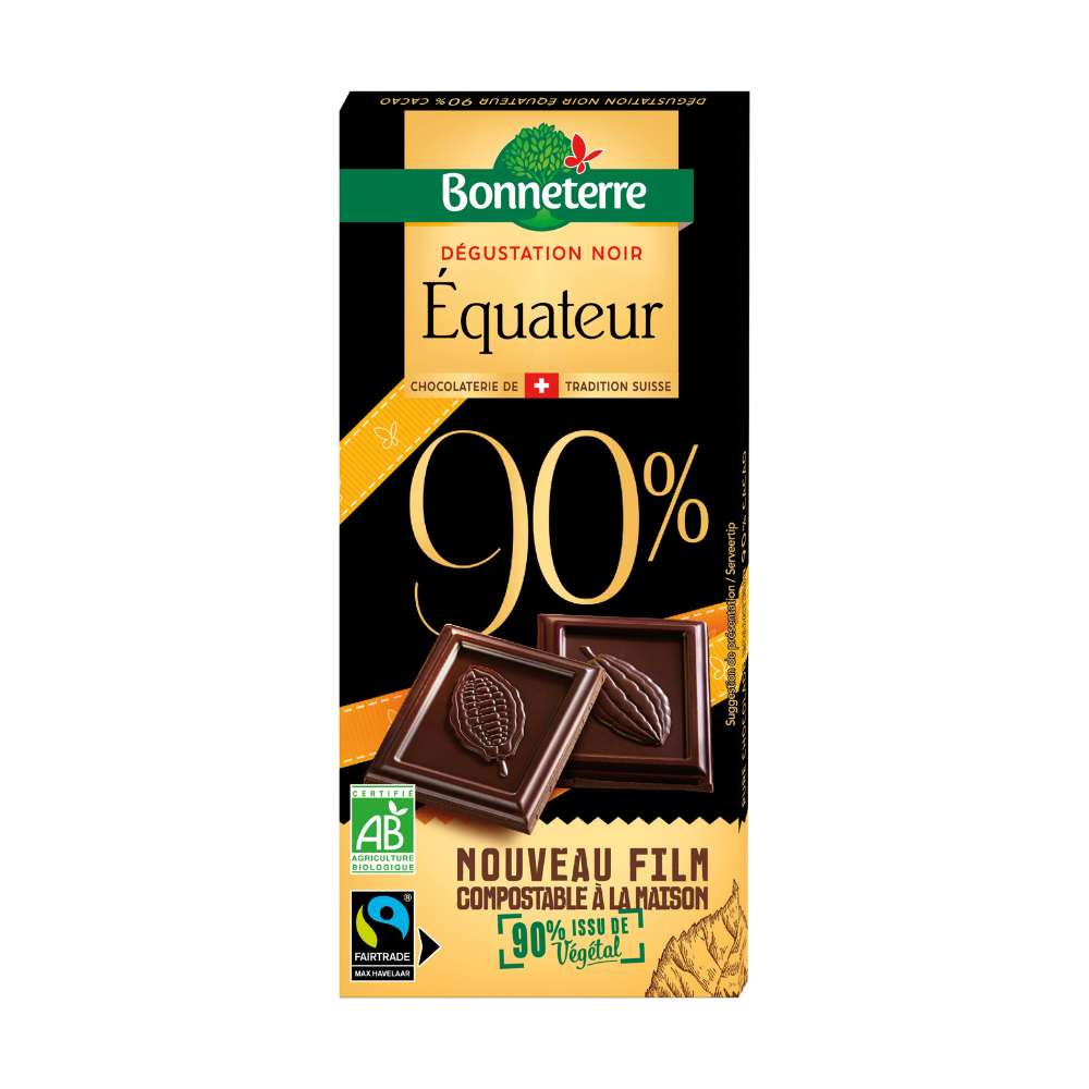 Chocolat noir origine Equateur 90% bio et équitable