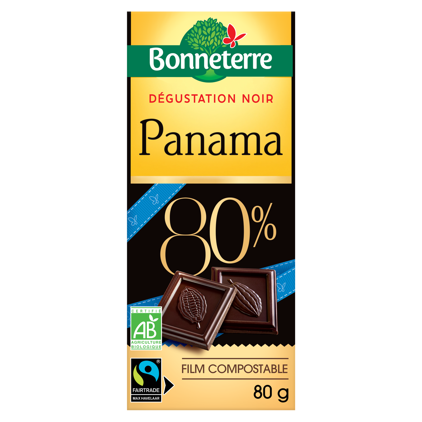 Chocolat noir 80% Panama équitable et bio