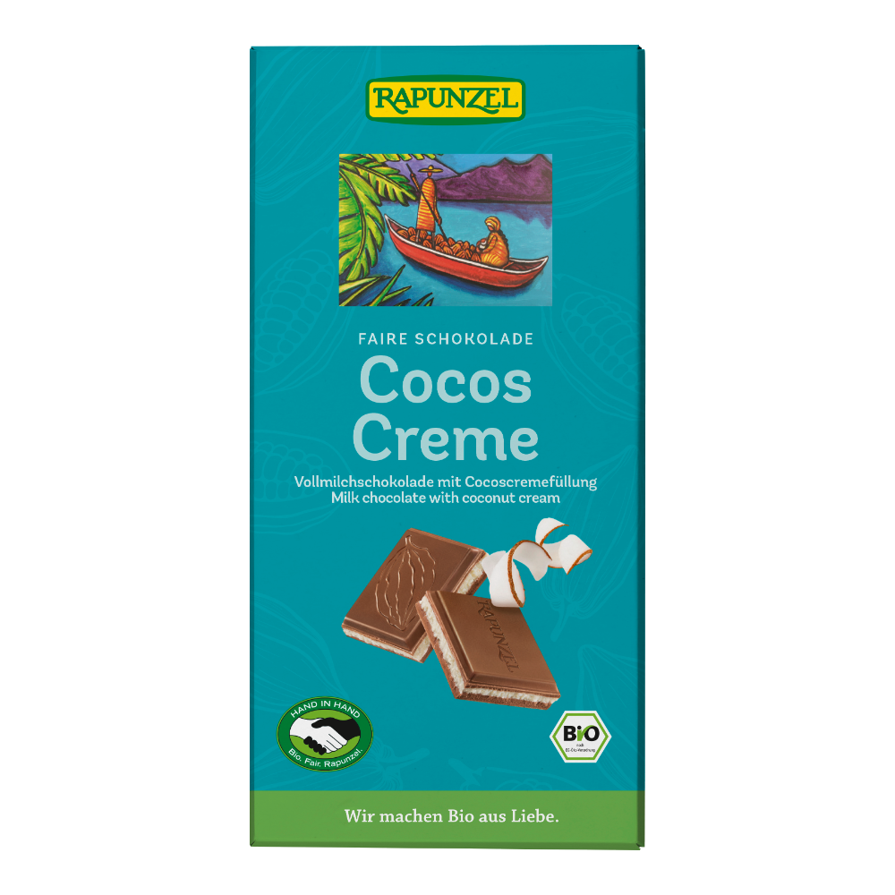 Chocolat au lait fourré à la noix de coco bio et équitable