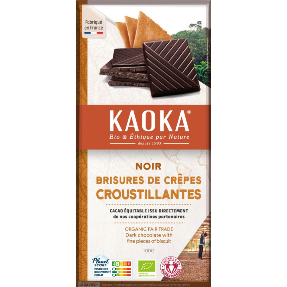 Chocolat noir 58% crêpes croustillantes bio et équitable
