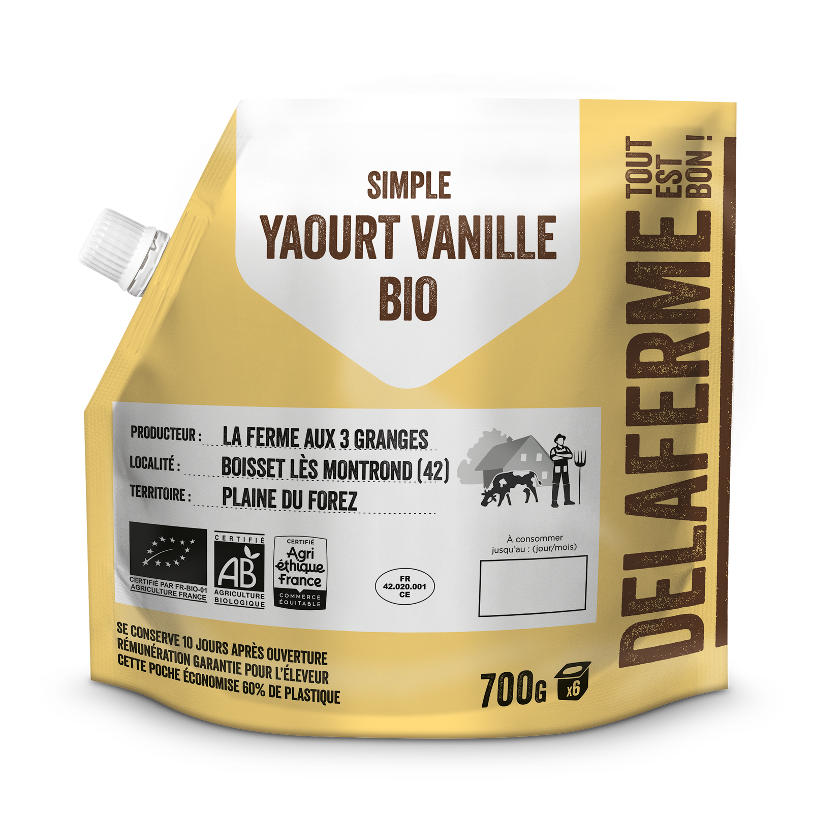 Yaourt brassé vanille fermier équitable bio