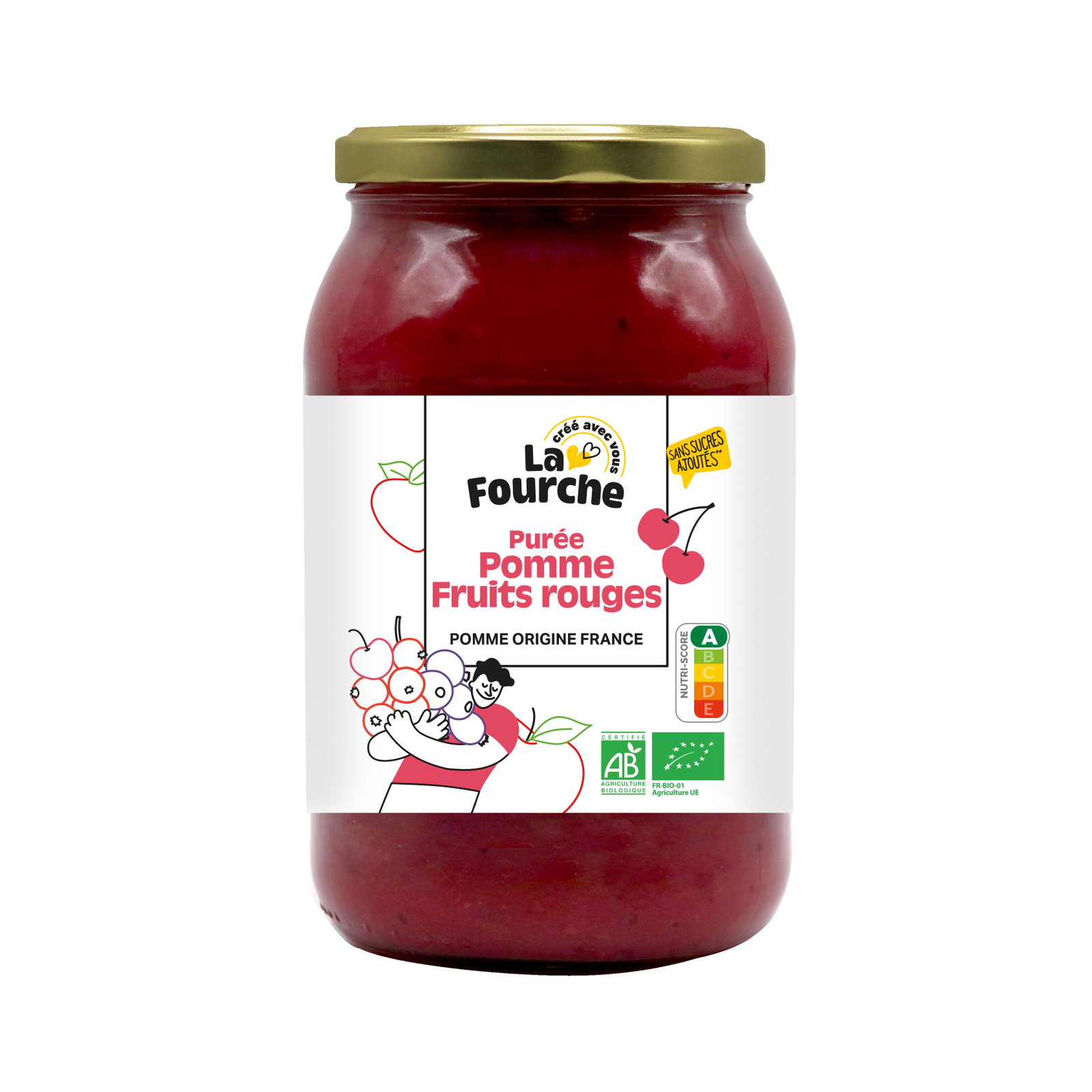 Purée de pommes fruits rouges bio