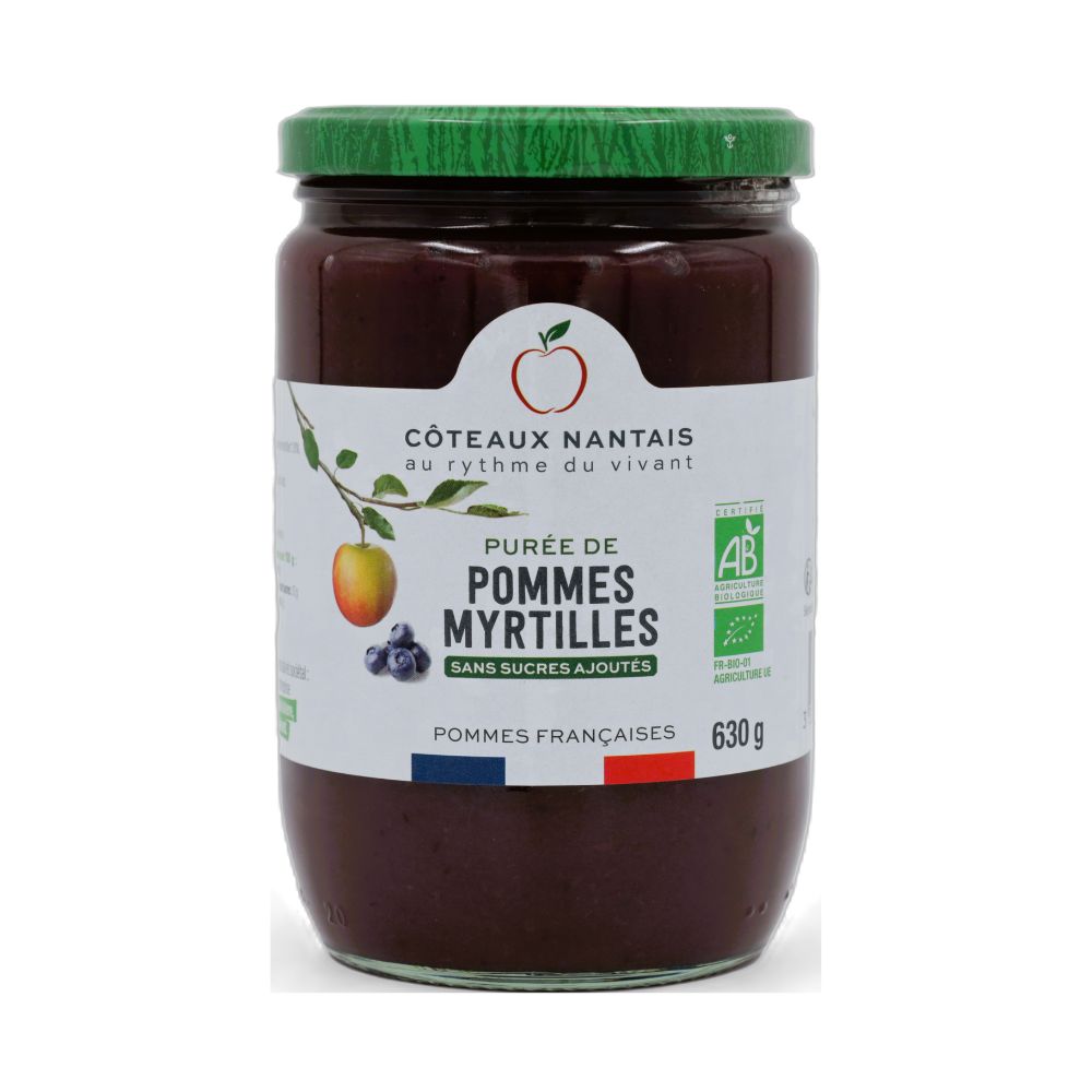 Purée de pommes myrtilles bio