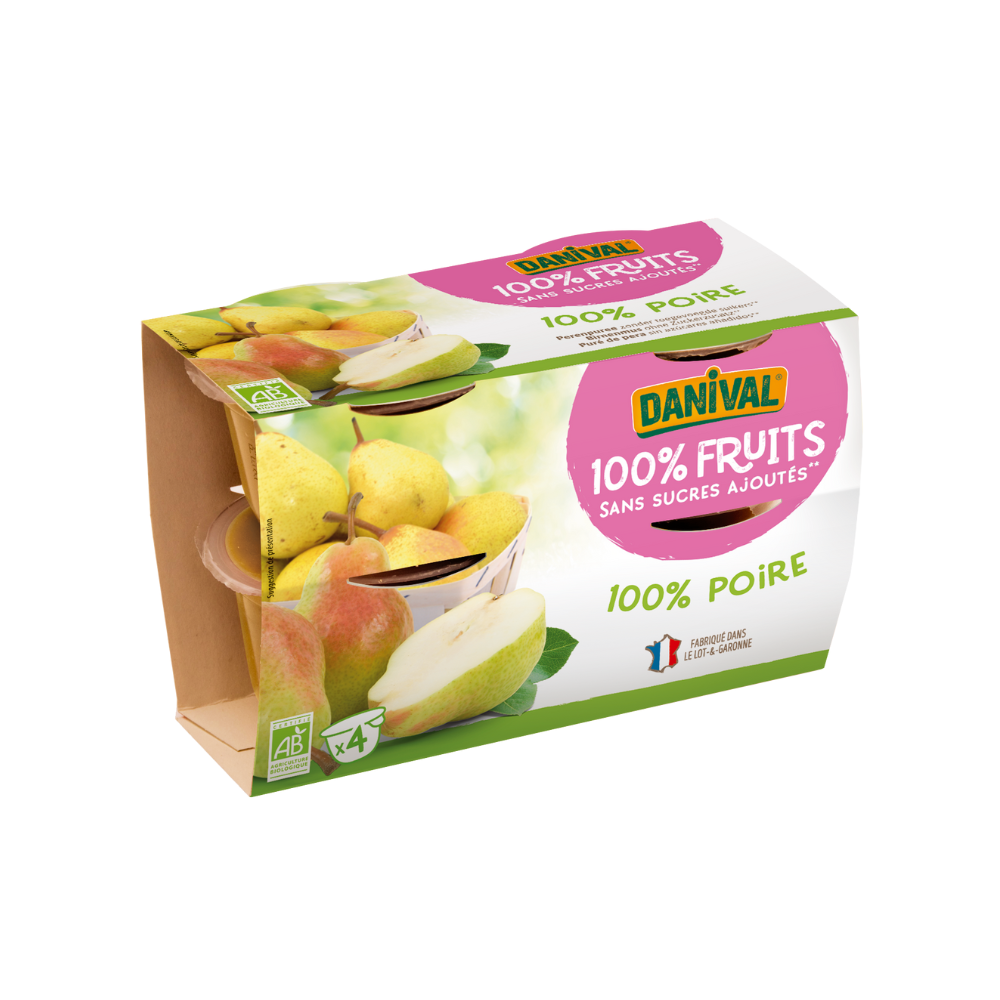 Purée 100% fruits poire bio - 4x100g