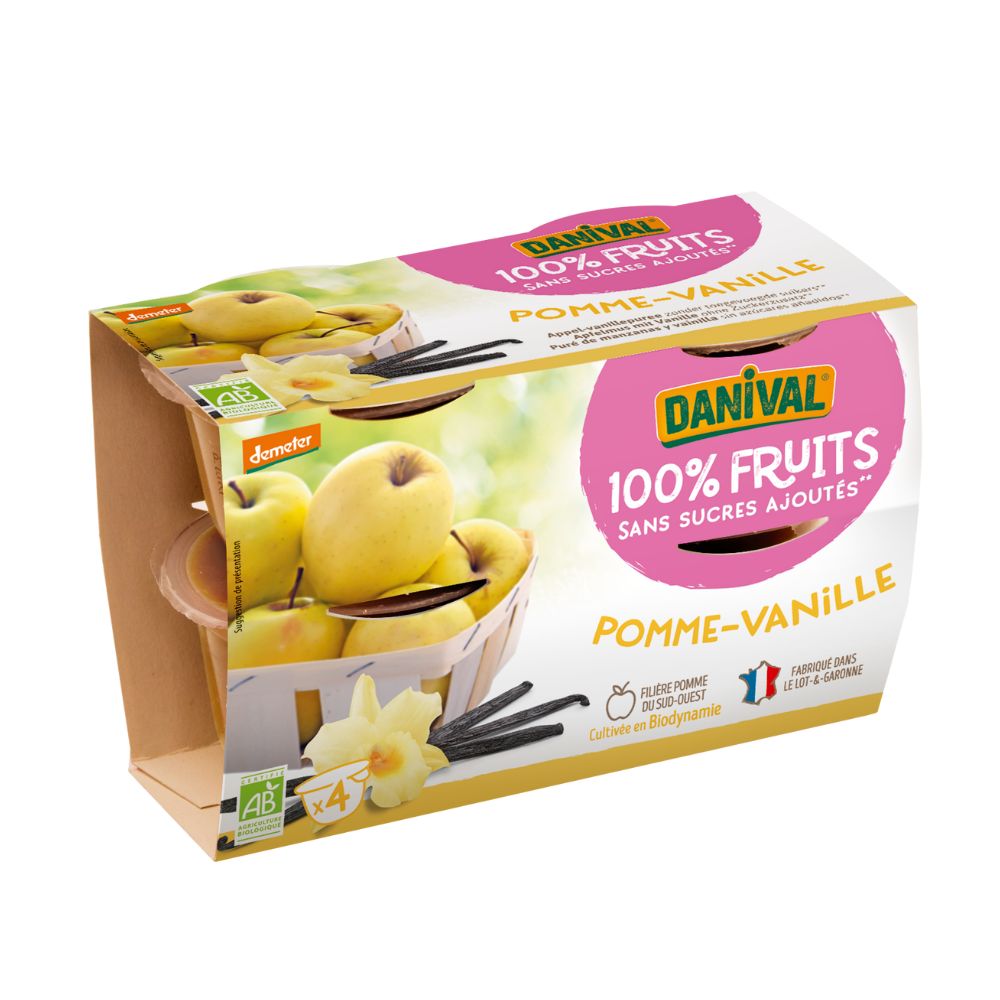 Purée pomme vanille bio - 4 x 100g