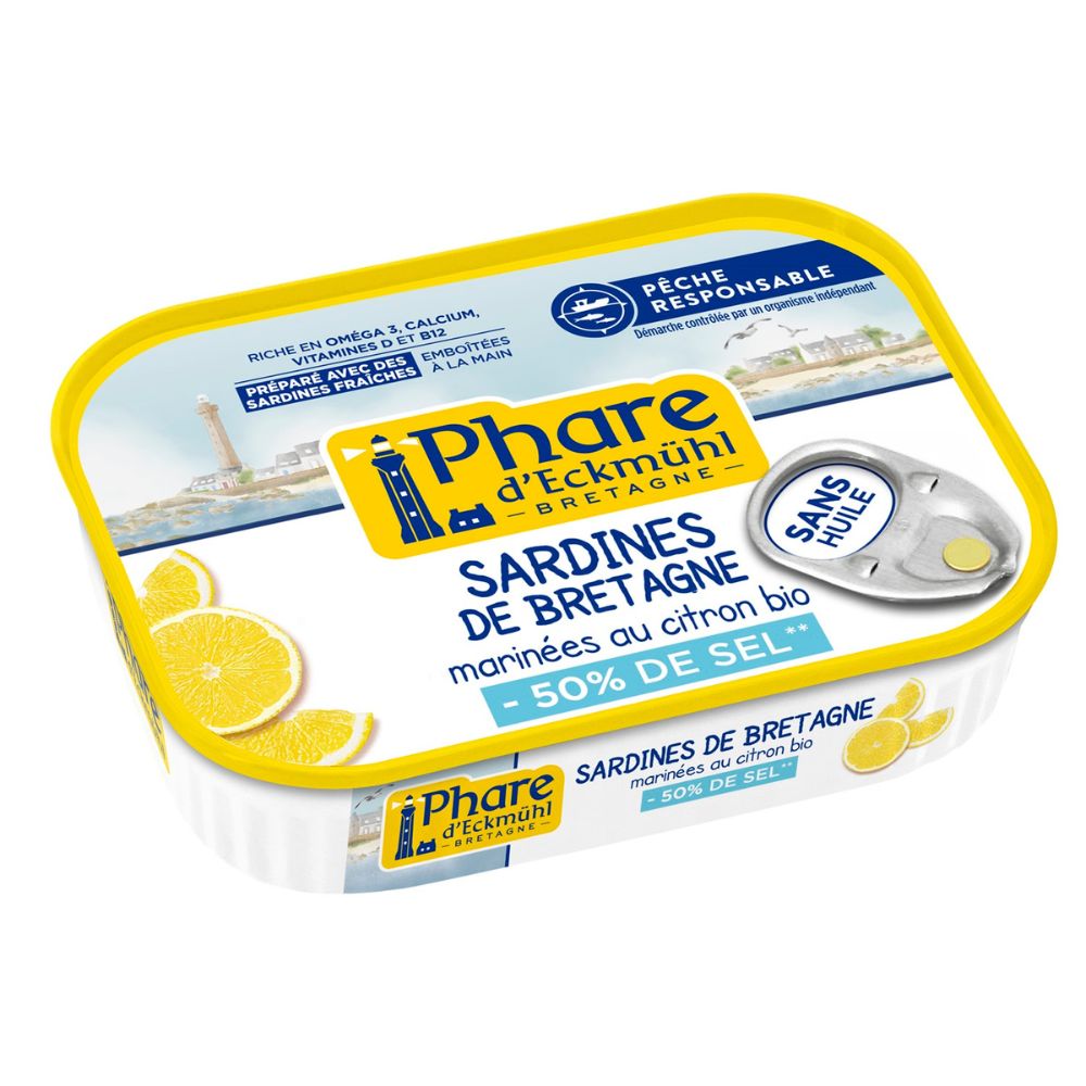 Sardines pêche responsable marinade sans huile au citron bio - teneur réduite en sel