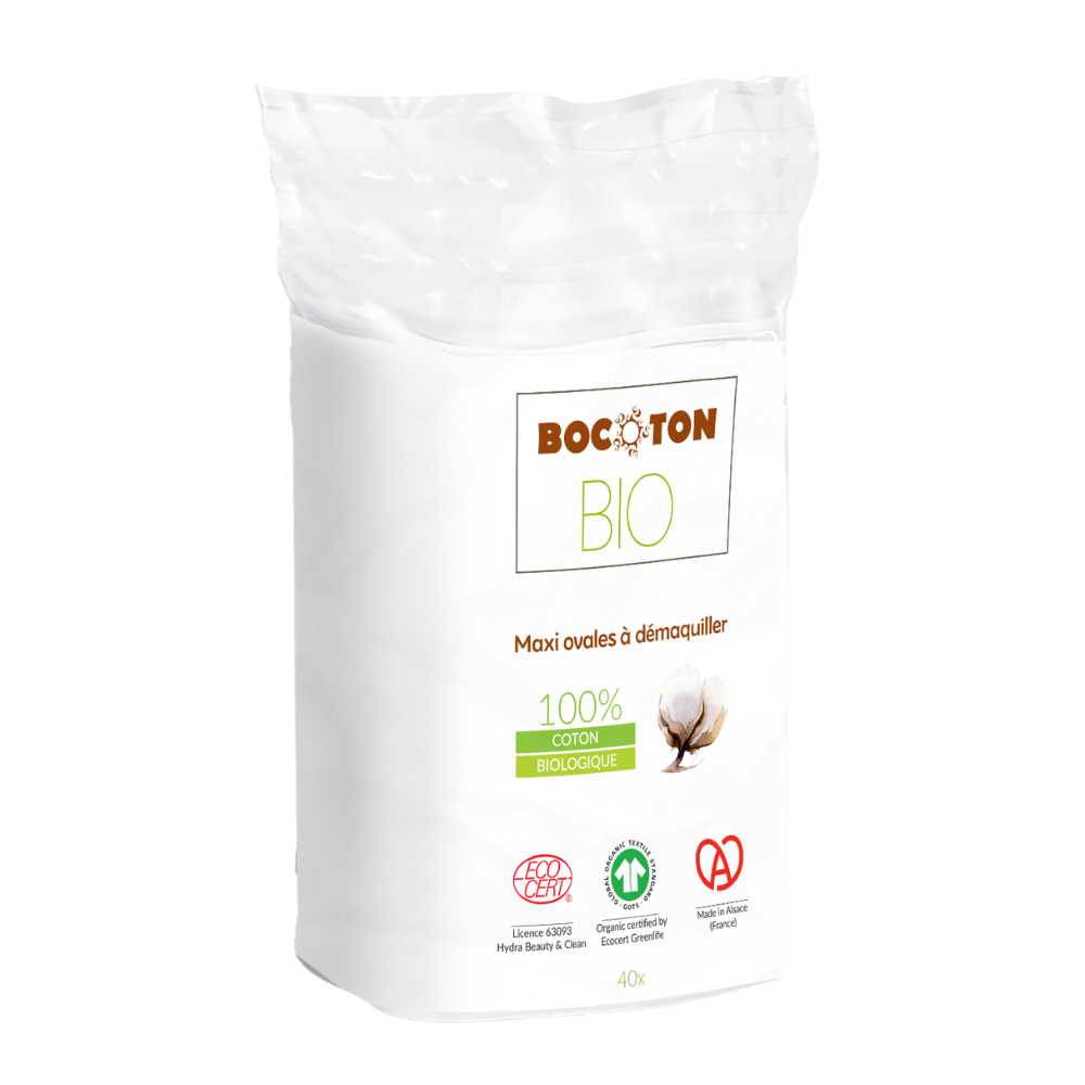 Maxi ovales à démaquiller en coton bio x 40
