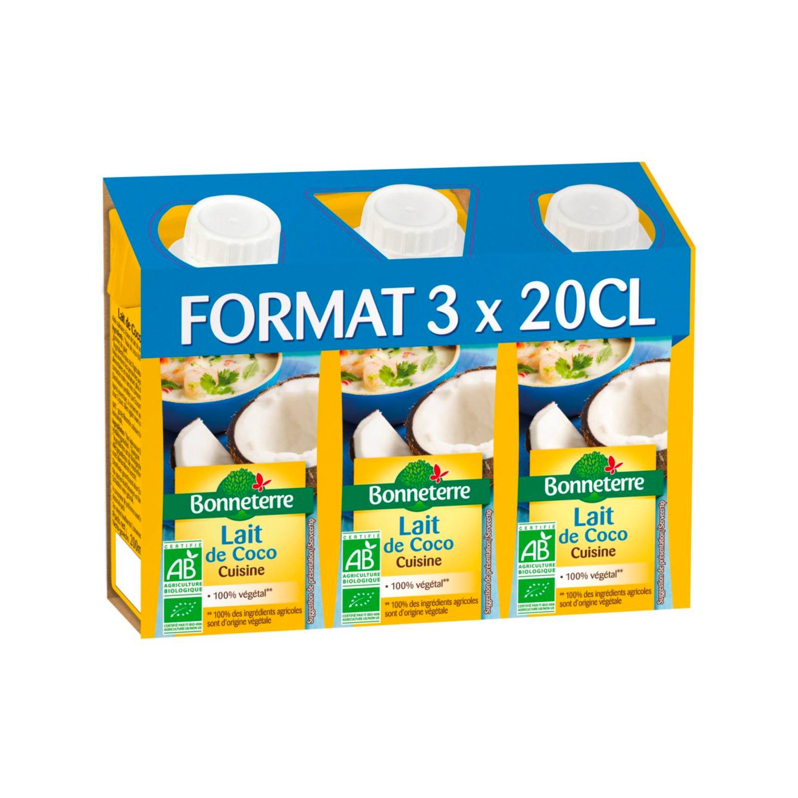 Lait de coco cuisine bio - 3x200ml