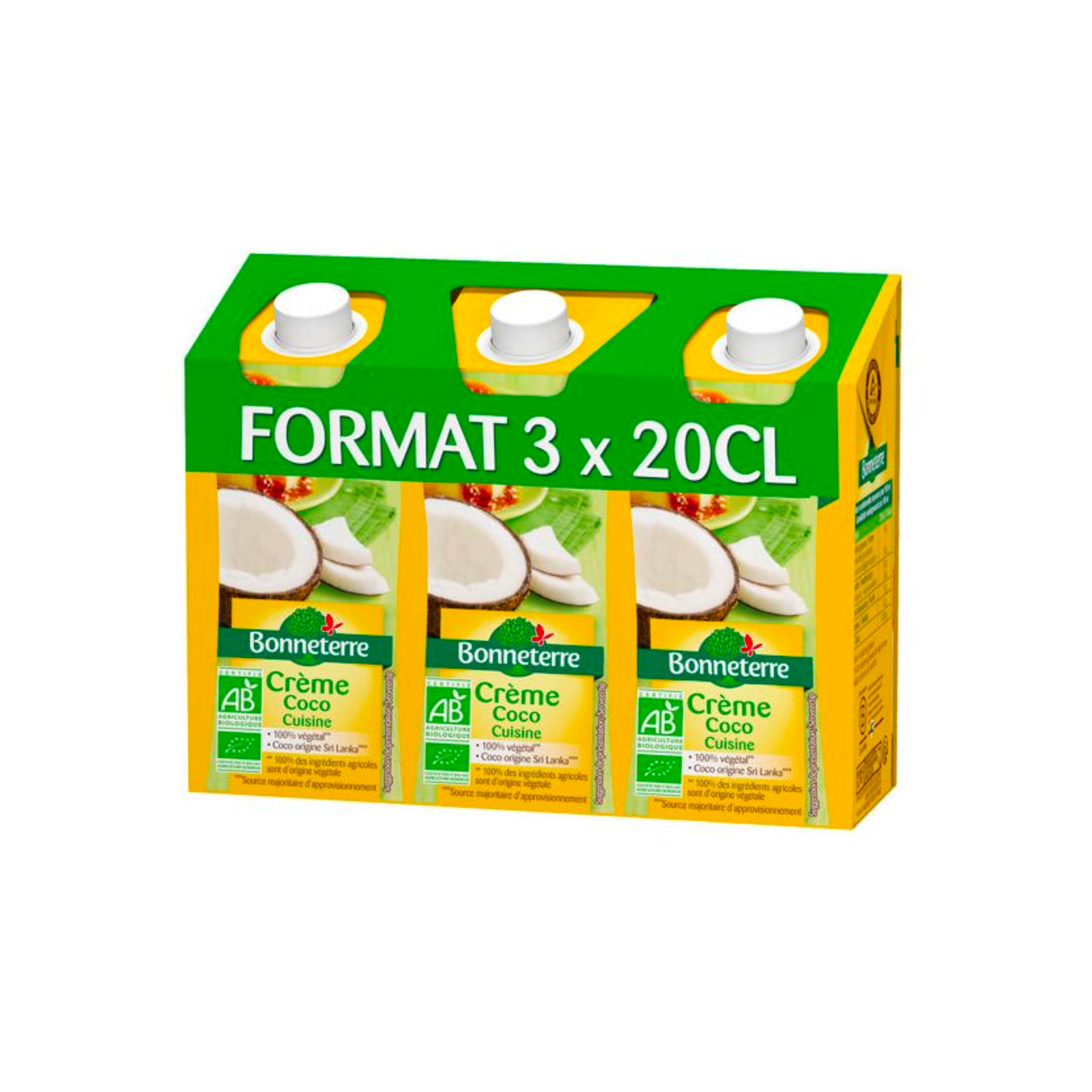 Crème de coco cuisine bio - 3x200ml