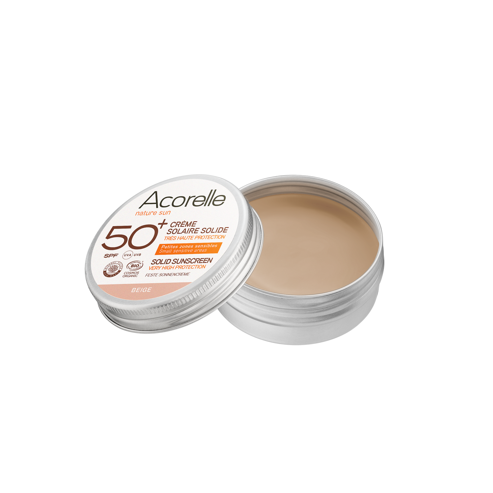 Crème solaire solide beige SPF50+ certifiée bio