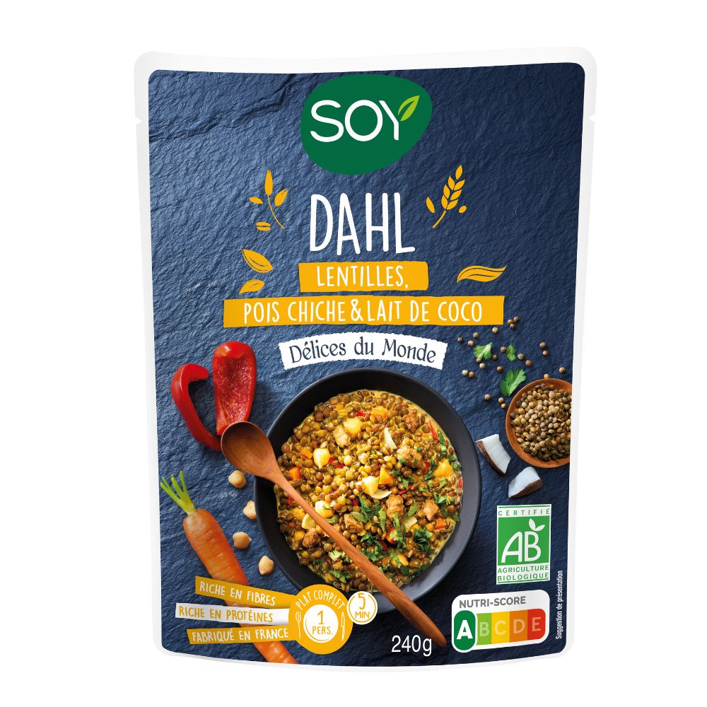 Doy dahl lentilles pois chiches, lait de coco bio