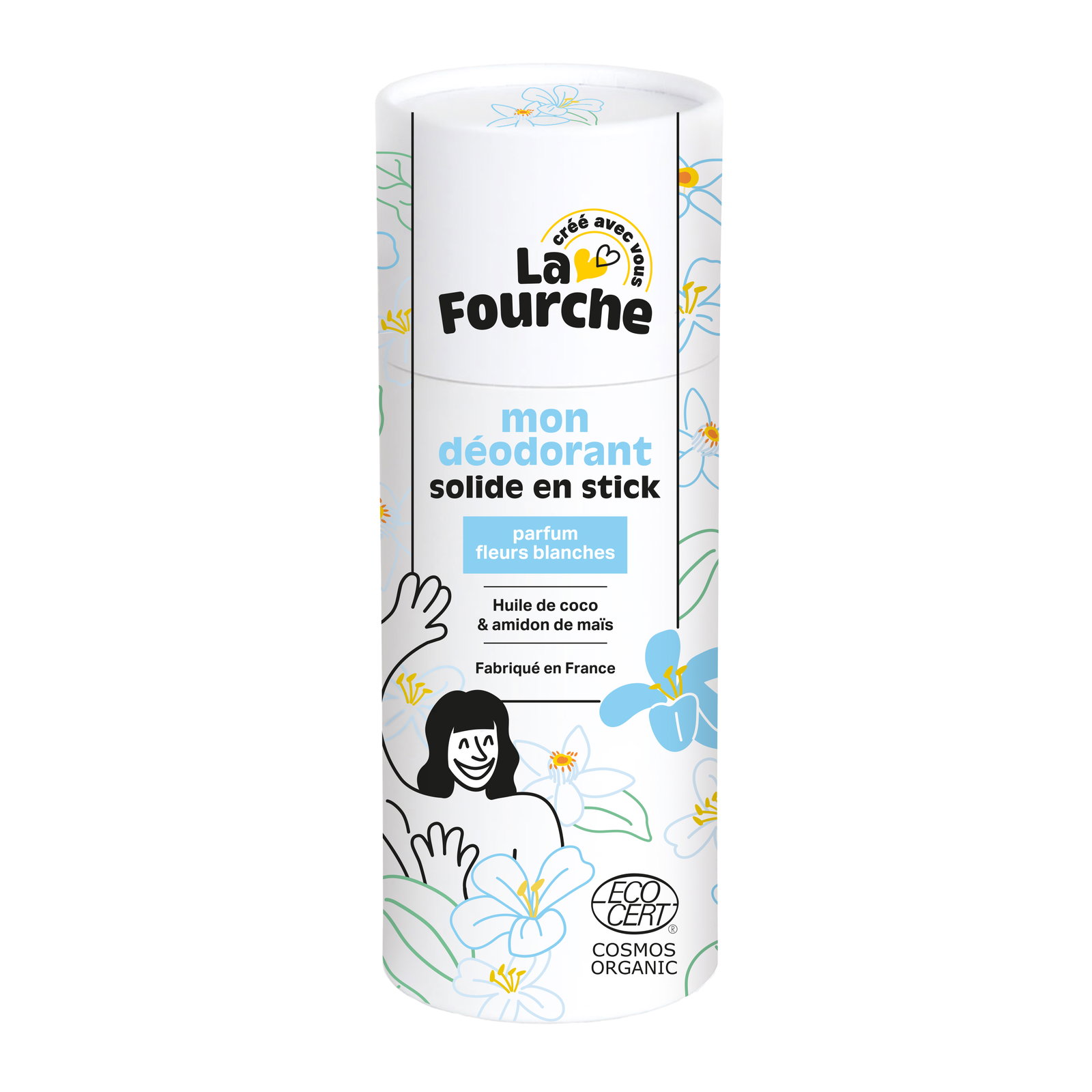 Déodorant solide en stick fleurs blanches certifié Cosmos Organic