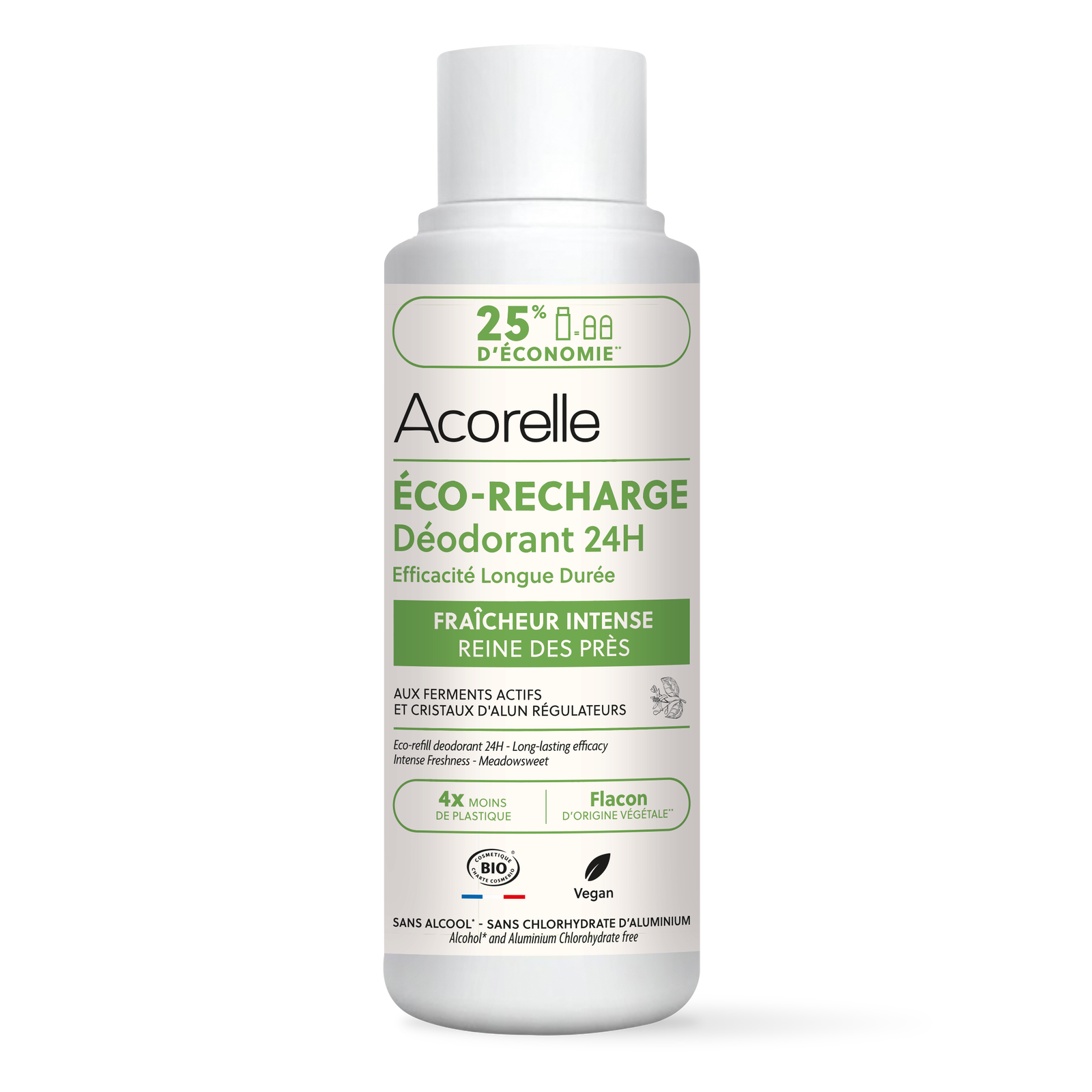Recharge déodorant roll-on 24h - fraîcheur intense. une recharge = 2 déodorants