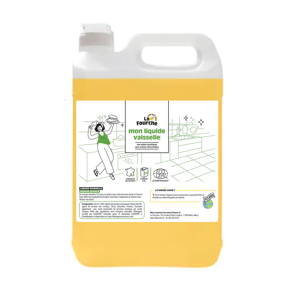 Liquide vaisselle concentré verveine certifié Ecodétergent - 5L
