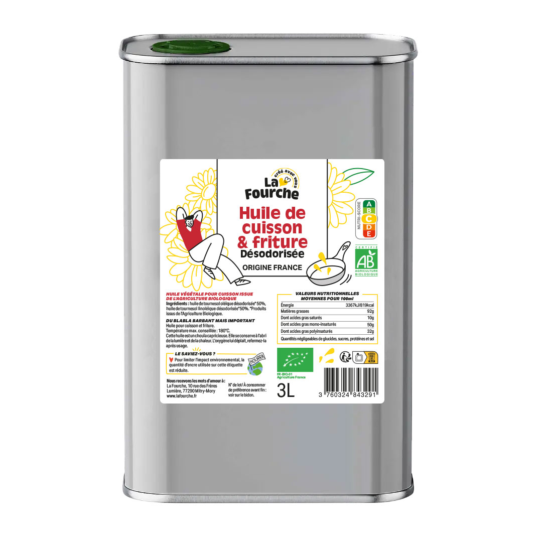 Huile de cuisson friture bio - 3L