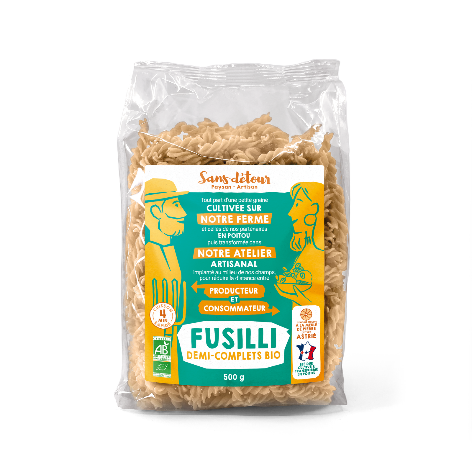 Fusilli demi-complets origine France bio