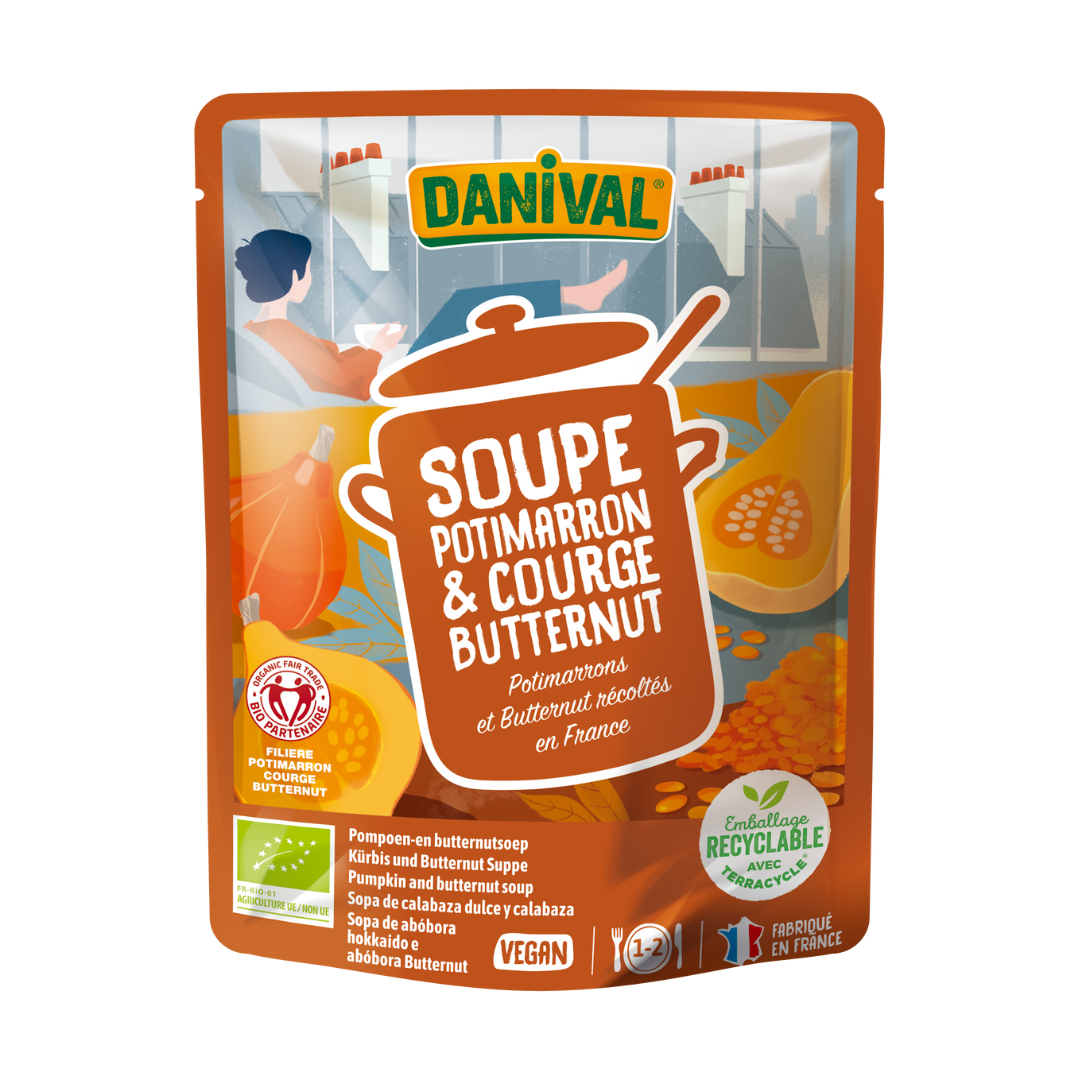 Soupe potimarron & courge butternut récoltés en France bio