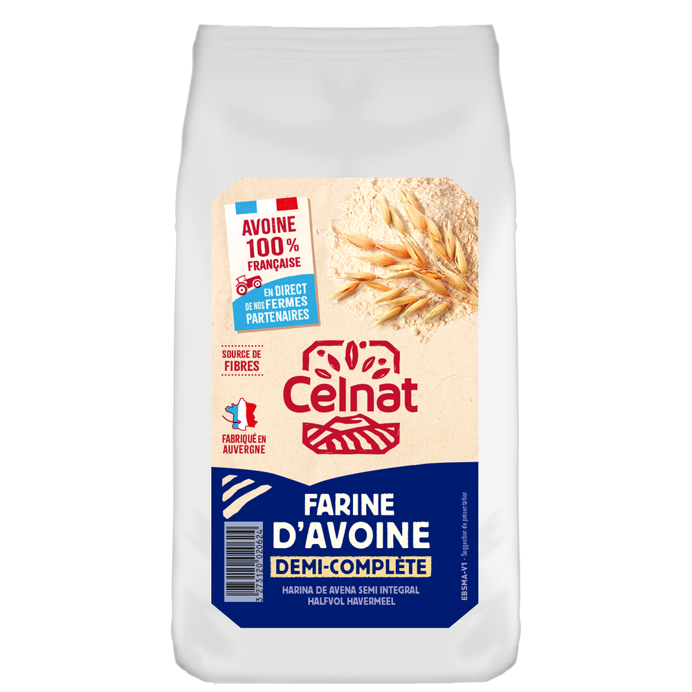 Farine d'avoine semi-complète bio