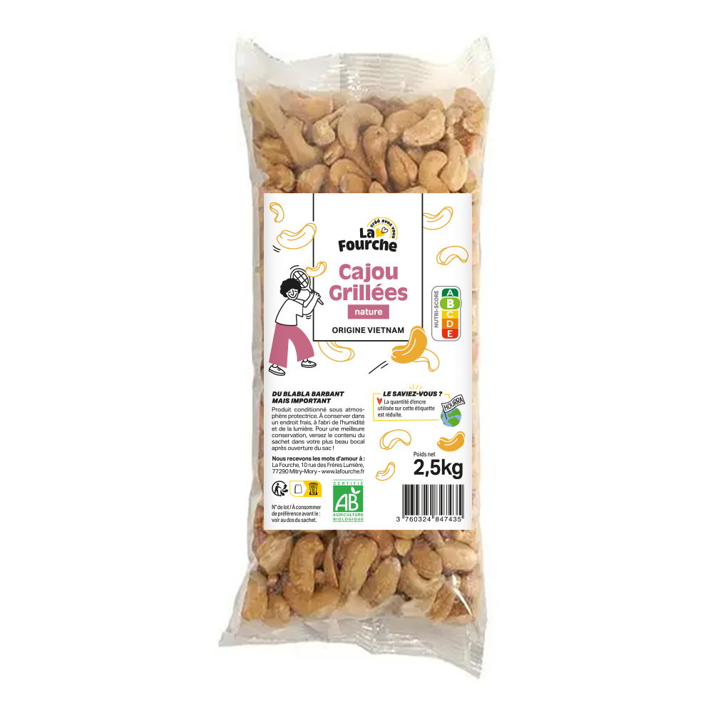 Noix de cajou grillées natures bio