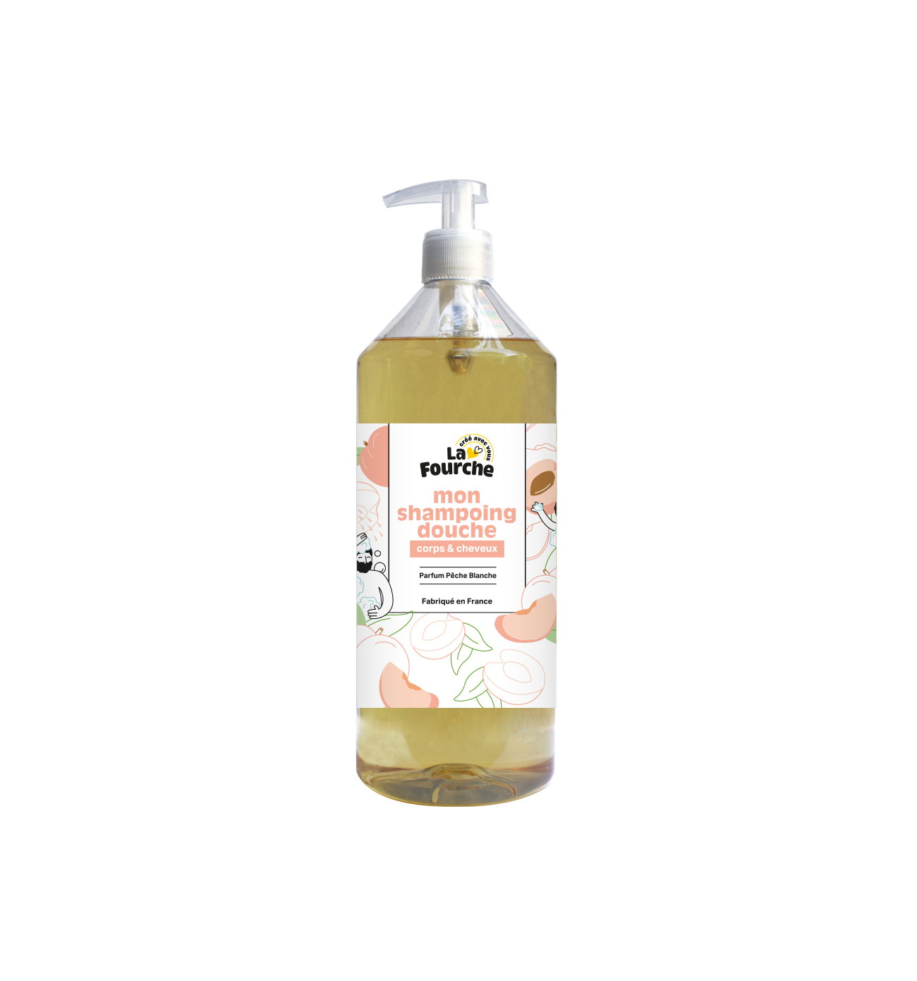 Shampoing douche pêche blanche certifié Cosmos Organic - 1L