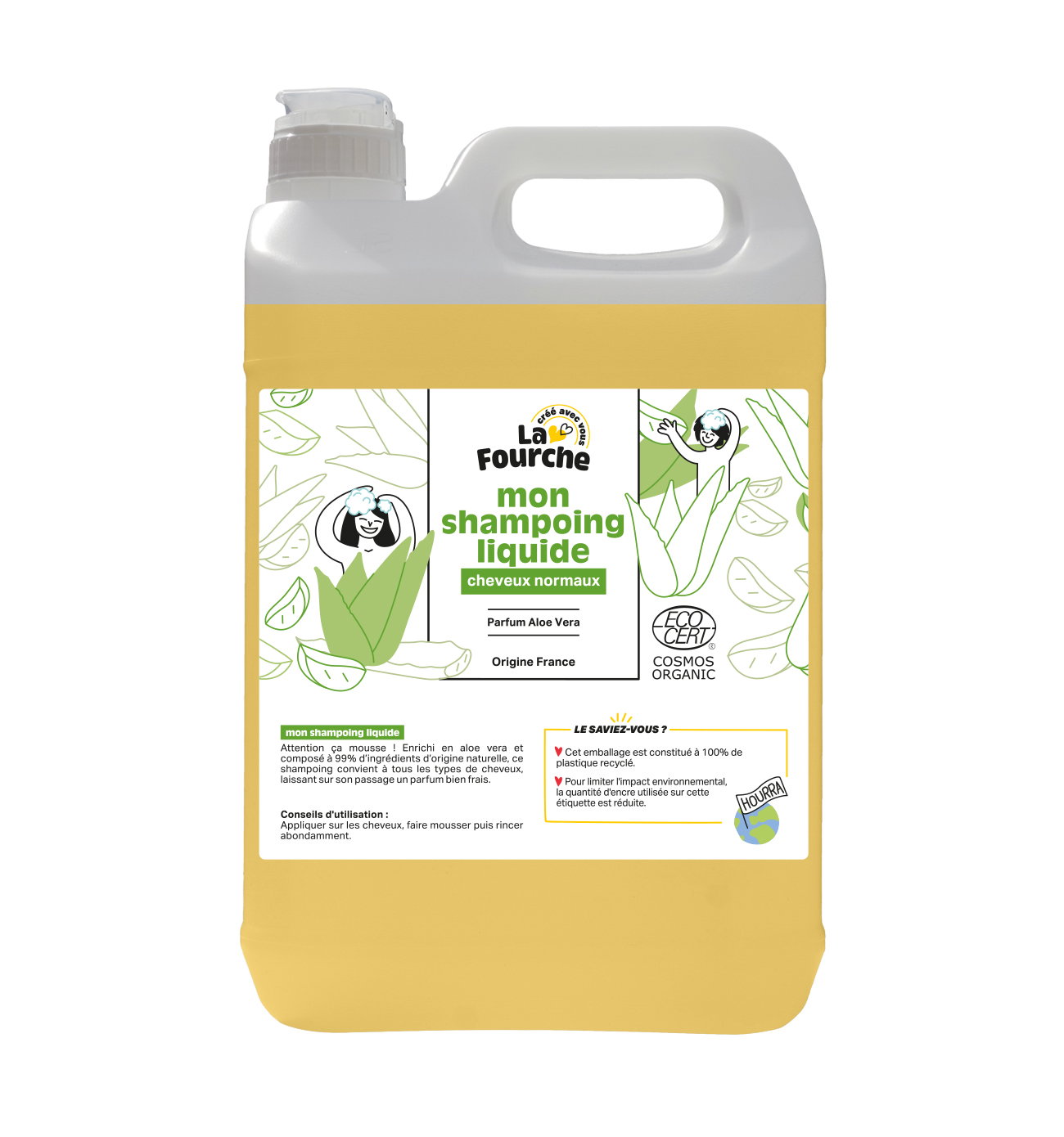 Shampoing à l'aloe vera certifié Cosmos Organic - 5L