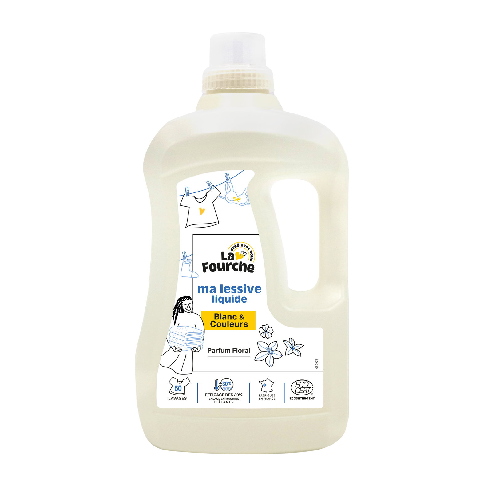 Lessive liquide blanc et couleurs certifiée Ecodétergent
