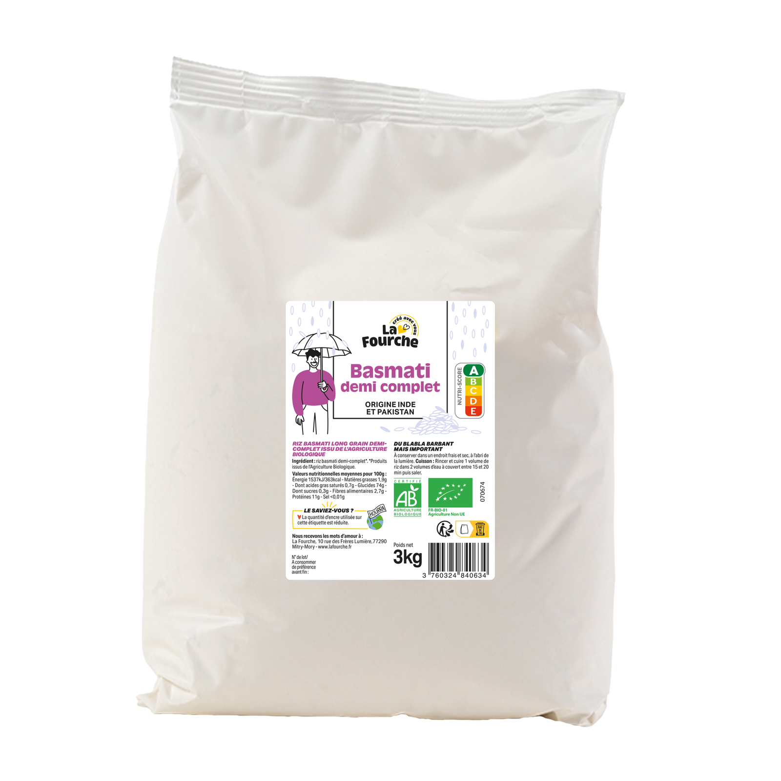 Riz basmati demi-complet bio