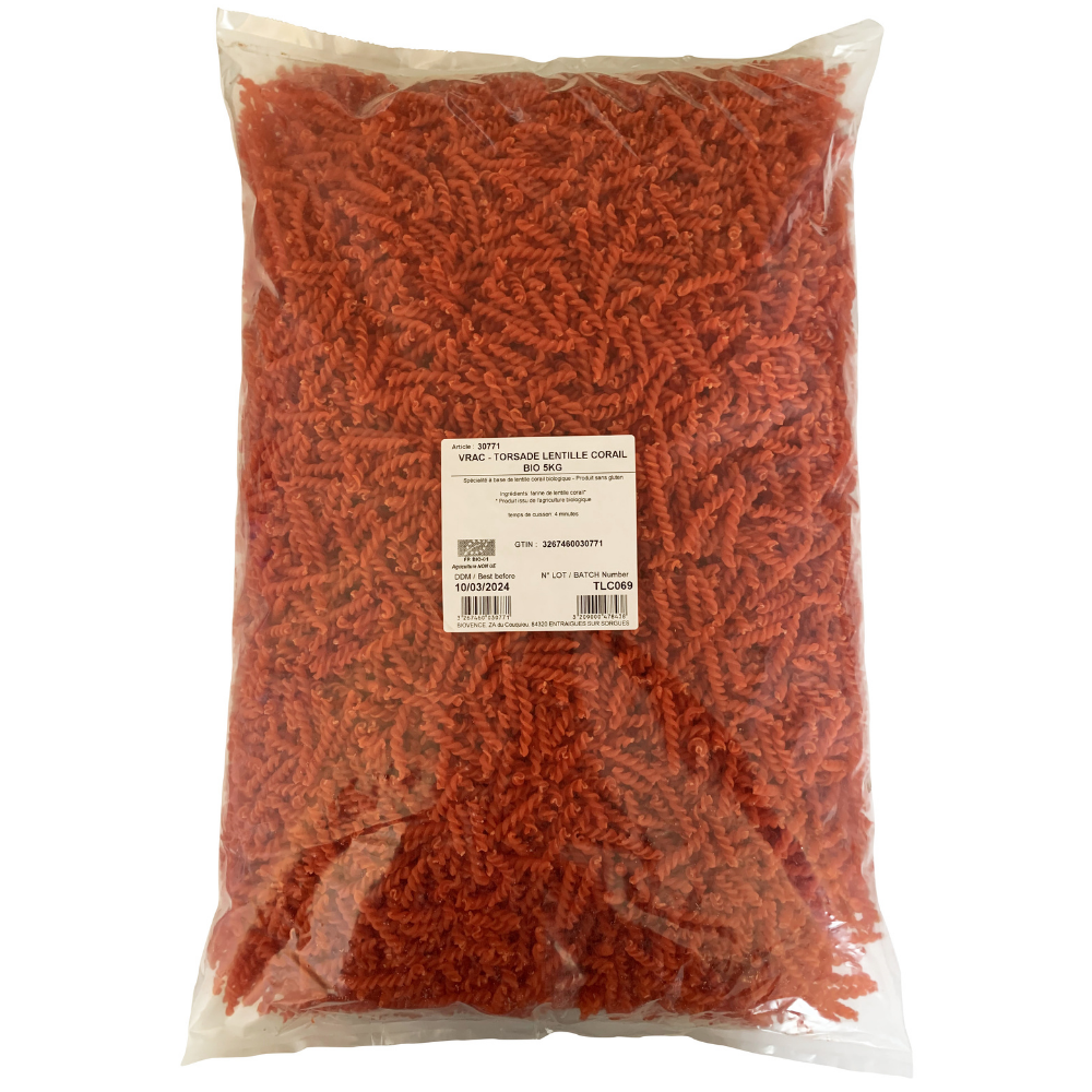 Torsades aux lentilles corail bio
